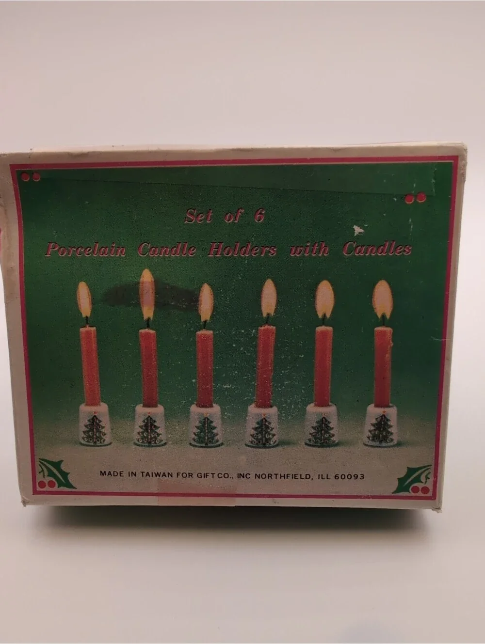 Vintage Christmas Miniature Porcelain Candle Holders Set Of 11 w/Original Box